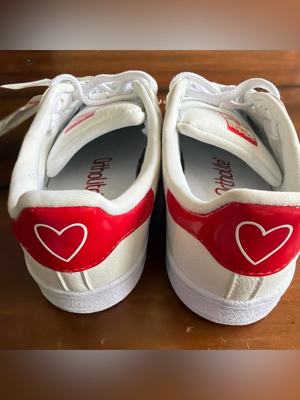 Kids Adidas Originals Superstar J 'Heart' White Scarlet Red Shoes Size 10k - Picture 2 of 6